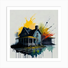 Colored House Ink Painting (125) Art Print