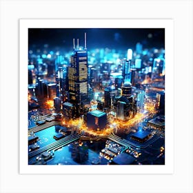 Cityscape At Night 4 Art Print