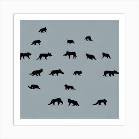 Black Wolves In Winter Snow Minimalistic Art Print Art Print