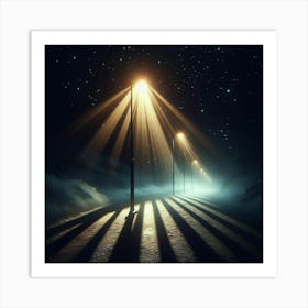 Street Lights At Night Art Print