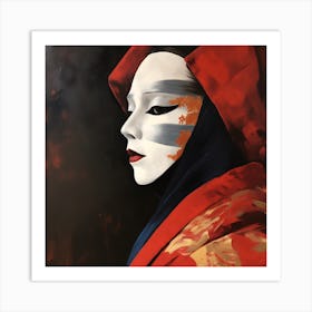 Artjuicebycsaba Close Up Style Minimalist Zen Japanese Noh Thea E4ab3df4 D7ce 49a0 870a 17b2898f5a66 Denoised Upscaled X4 Art Print