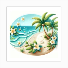 Tropical Beach Scene Art Print