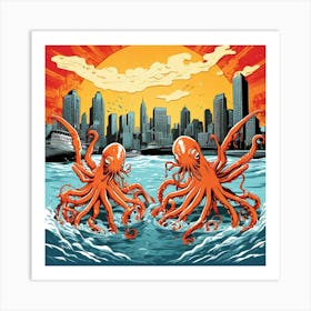 Octopus In The City Art Print