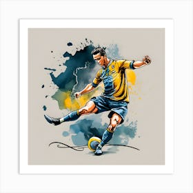 Soccer Player Kicking The Ball 1 Art Print