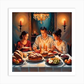 Thanksgiving Dinner With Family Art Print