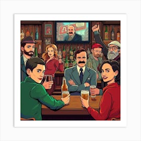 Group Of People At A Bar 1 Art Print