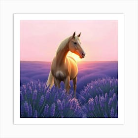 Horse In Lavender Field 5 Art Print