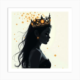 Portrait Of A Woman Wearing A Crown Art Print