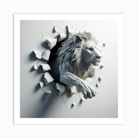 Lion Wall Breakthrough Art Art Print