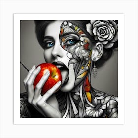 Woman Eating An Apple 1 Art Print