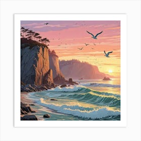 Ocean Sunset Beach Art Print (5) Art Print