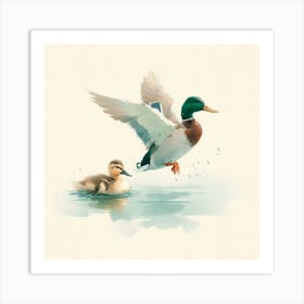 Duck And Duckling Art Print