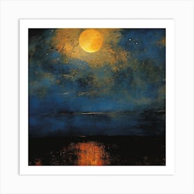 Moonlight Over The Water Art Print