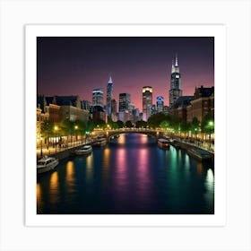 Cityscape At Night Art Print