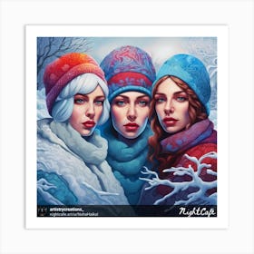 Three Women In Winter Art Print