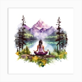 Watercolor Yoga 9 Art Print