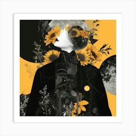 Woman With Sunflowers Art Print