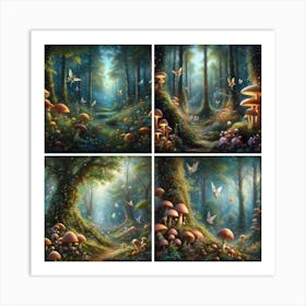An enchanted forest at twilight. Art Print