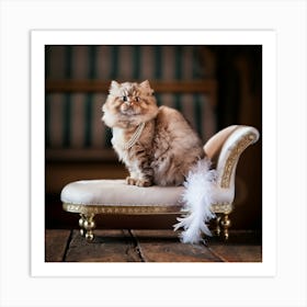 Cat Sitting On A Chair Art Print