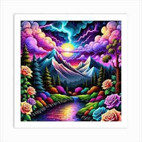 Rainbows And Roses Art Print