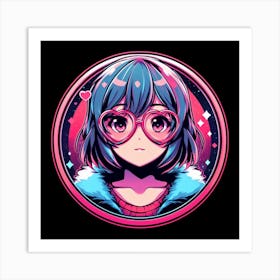 Anime Girl With Glasses 2 Art Print