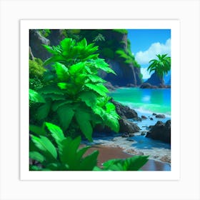 Tropical Beach Scene 1 Art Print