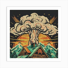 Wooden hut left behind by an atomic explosion 8 Art Print