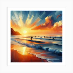 Sunset At The Beach 4 Art Print