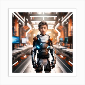 Futuristic Boy In Space Suit 1 Art Print