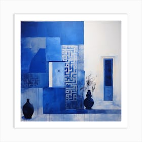 Moroccan Blue And White Pots 1 Art Print