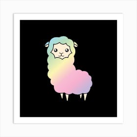 Rainbow Llama Square Art Print