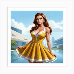 Girl In A Yellow Dress Art Print