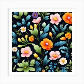 Floral Seamless Pattern 4 Art Print