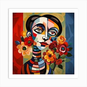 Woman With Flowers 8 Art Print