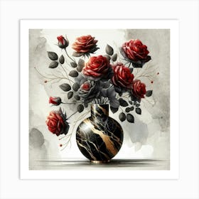Roses In A Marble Vase 6 Art Print