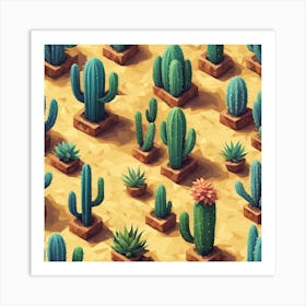 Isometric Cactus Art Print