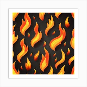 Flames On Black Background 35 Art Print