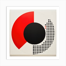 Abstract Geometrý - Red And Black Circle Art Print