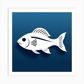 Fish On A Blue Background Art Print