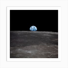 View Of Earth Rising Over Moon Horizon Taken From Apollo 11 Spacecraft Art Print
