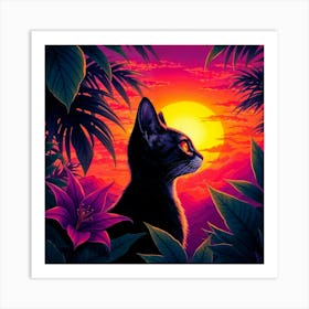 Sunset Cat 1 Art Print