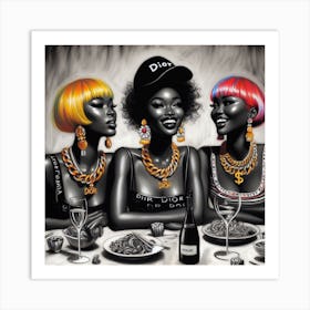 Three Women At A Table Art Print