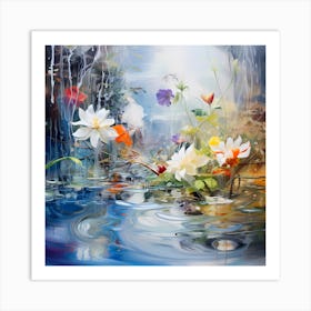 AI Floral Waltz in Watercolor Symphony 2 Art Print