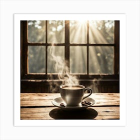 Coffee Cup In Front Of Window 1 Art Print