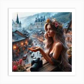 Ukraine girl taking pictures Art Print