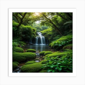 Waterfall In The Forest Art Print