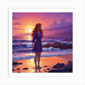 Little Girl On The Beach Art Print