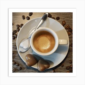 Coffee And Hearts Art Print