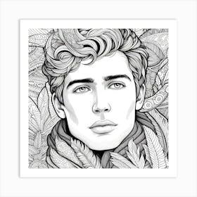 Young Man Colouring 1 Art Print