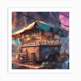 Street Food Cart Art Print